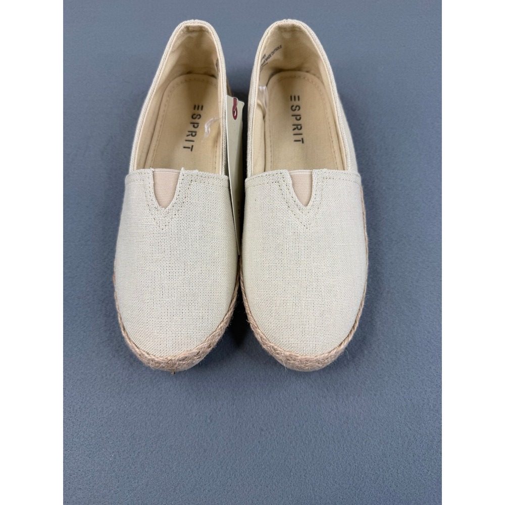 Esprit Ellery Espadrille Flat Womens 7.5 Natural Linen Slip On‎ Shoes NEW